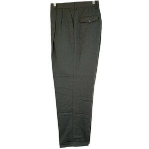 Bill Blass Mens Dress Pants 38 x 30 Green Pleated Polyester Microfiber RB10604